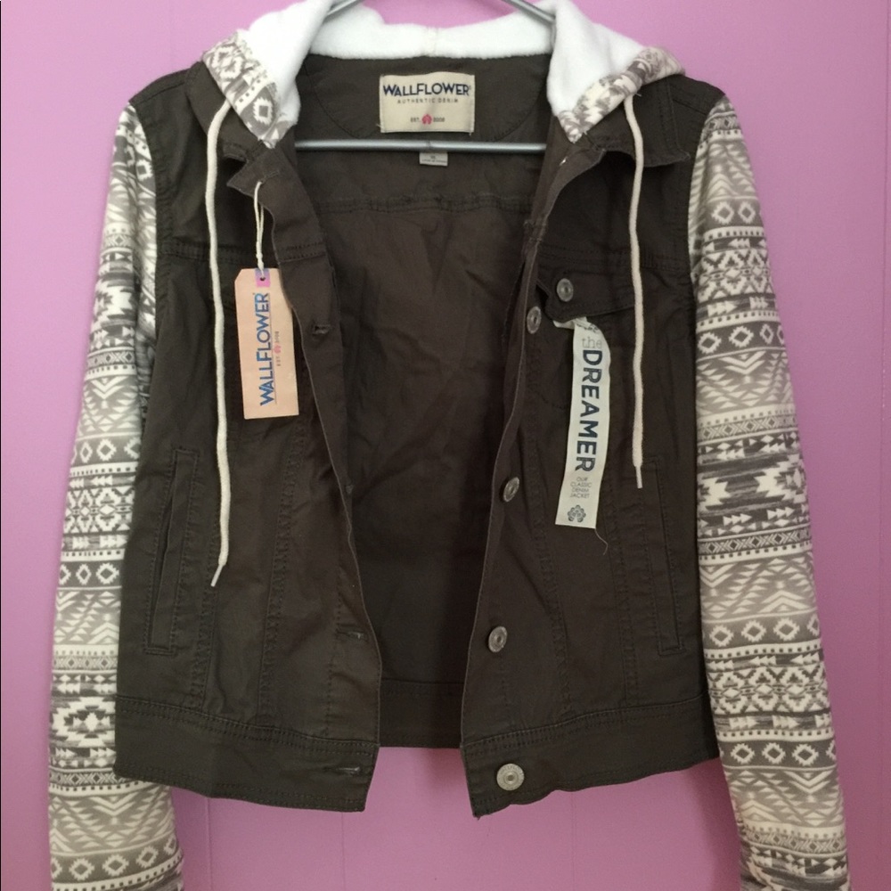 Army Green Denim Jacket With Fabric